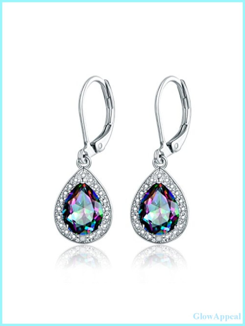 18K Gold Plated Drop Earrings Created Gemstone CZ Accent Clip On